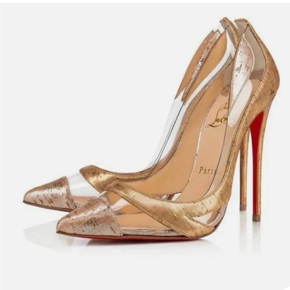 CHRISTIAN LOUBOUTIN - SILVER/GOLD 120 BLAKE IS BACK HEELS - SIZE 37.5